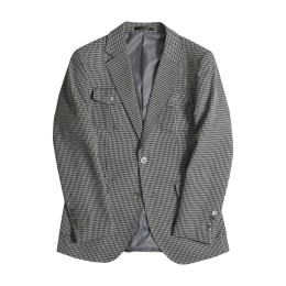 SKMS013   訂製復古英倫風西裝 四口袋裝飾 細格子修身有型獵裝 單件西裝外套 SKMS013   訂製復古英倫風西裝 四口袋裝飾 細格子修身有型獵裝 單件西裝外套